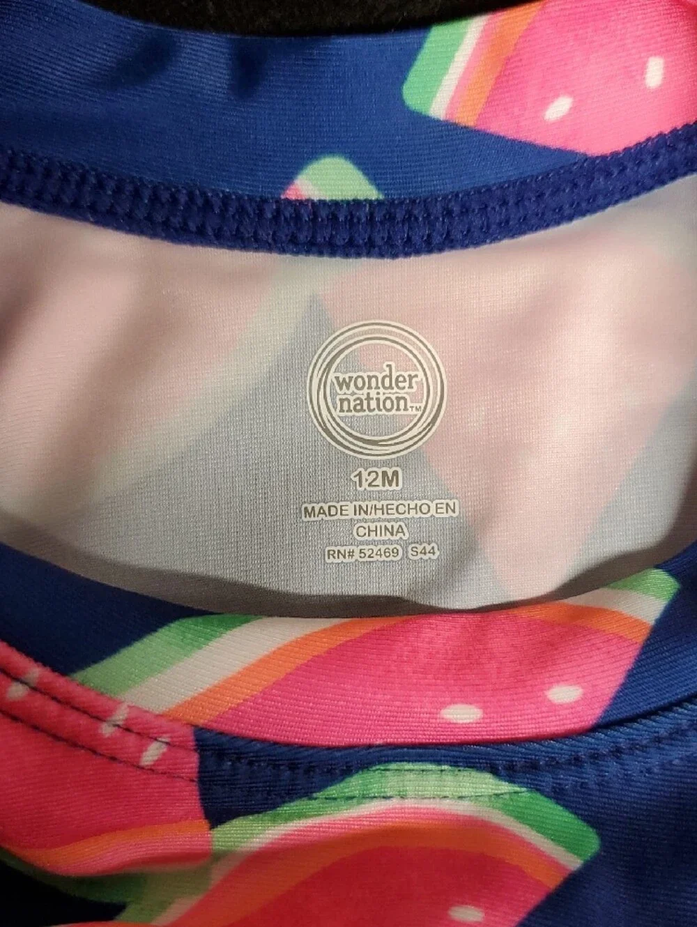 Two (Twin) Wonder Nation Navy & Pink Watermelon Rashguard Swim Sets